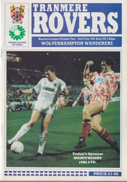 Tranmere Rovers v Wolverhampton Wanderers Match Programme 1992-02-08